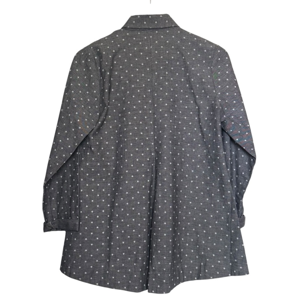 VITAMIN Star Printed Snap Button Closure Gray White Collared Blouse Womens Small - Picture 3 of 12